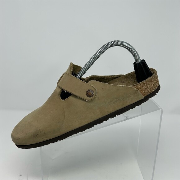 Birkenstock Boston Clog Beige Tan Leather Slip-On Soft Footbed EU 41 Comfort - Picture 5 of 13